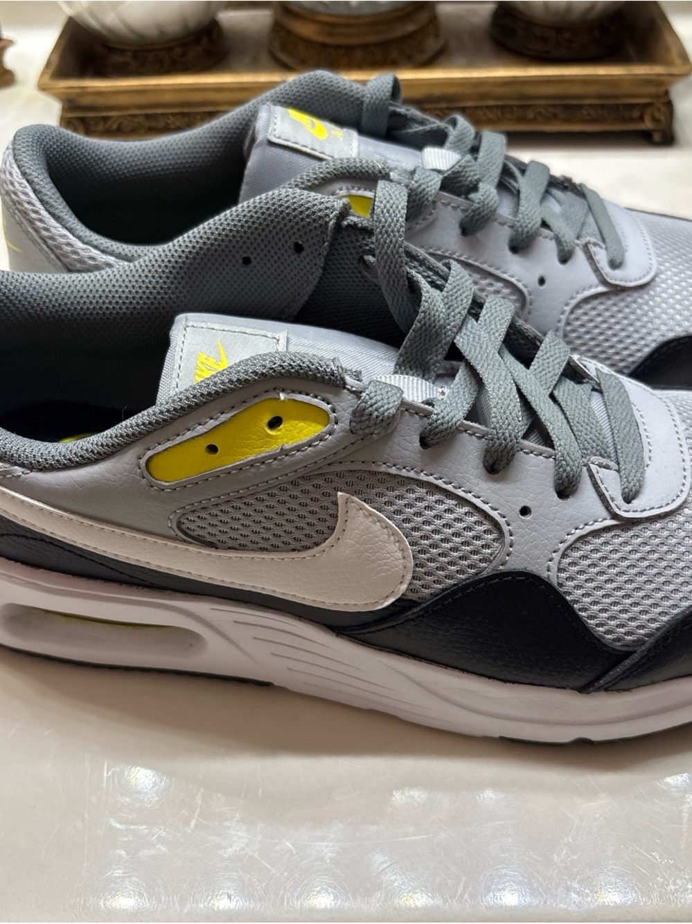Nike Gray, White & Yellow Men's Athletic Sneakers